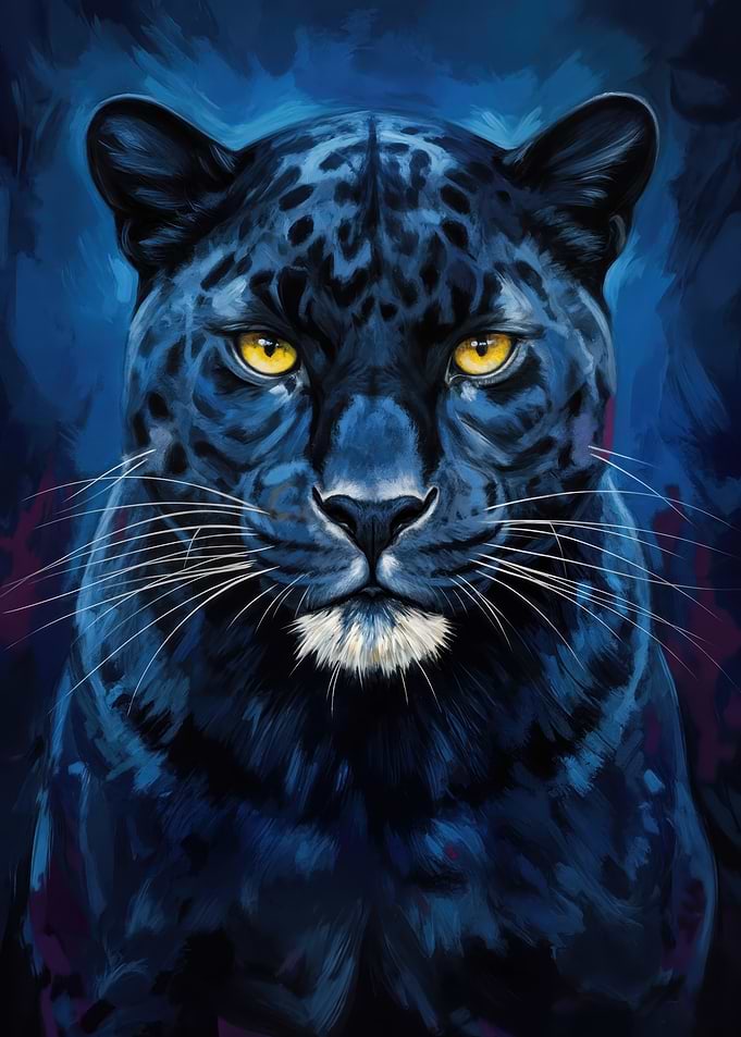 Black Panther Portrait with Yellow Eyes