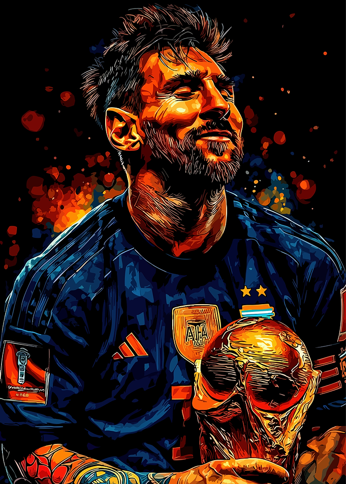 Lionel Messi World Cup Champion Art