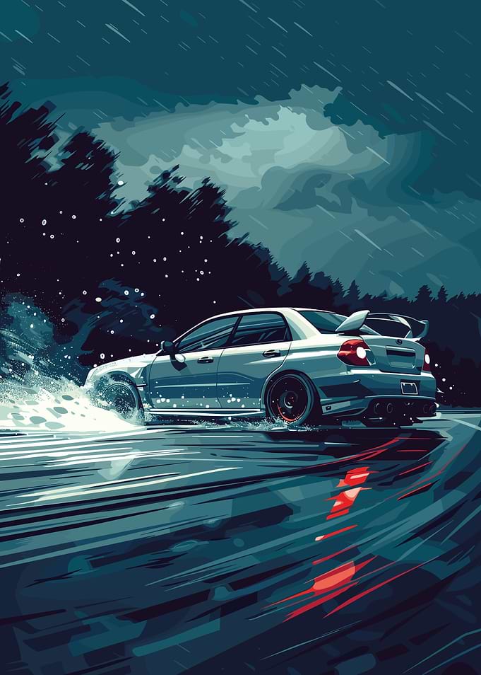 Car drifting in the rain