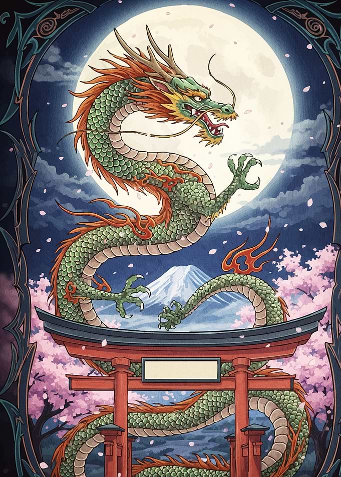 Dragon Torii Gate Mount Fuji