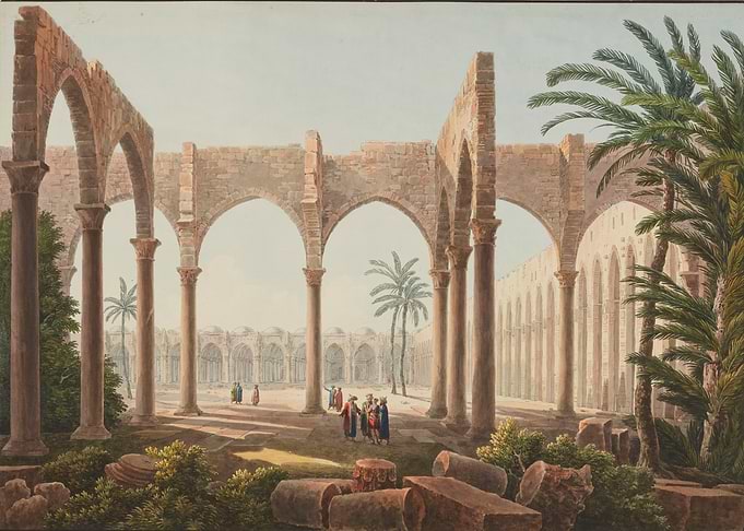 Ancient Ruins with Arches and Figures