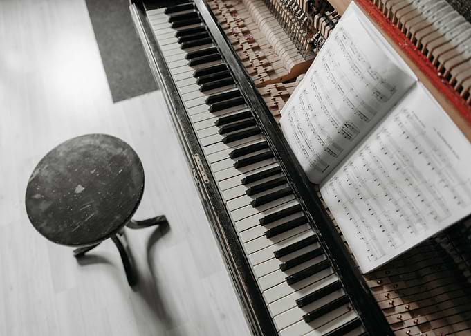Vintage Piano with Sheet Music