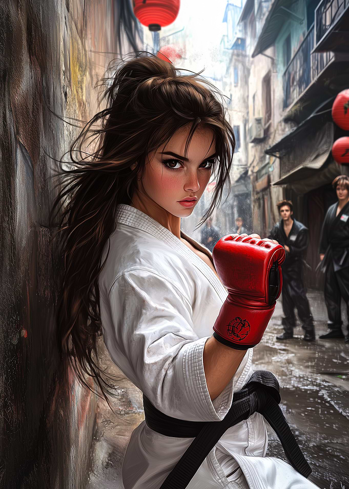 Karate Girl in Alleyway