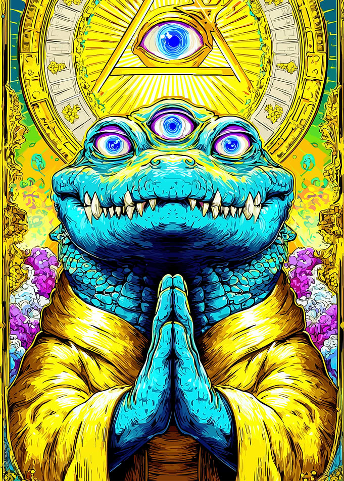 Three-Eyed Reptile with All-Seeing Eye