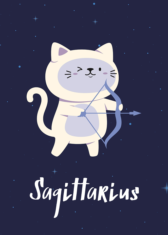 Sagittarius Zodiac Cat Archer Illustration