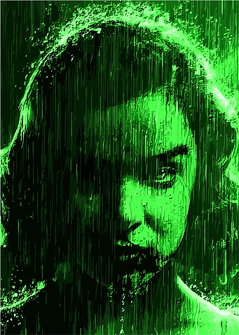 Green Portrait in Rain