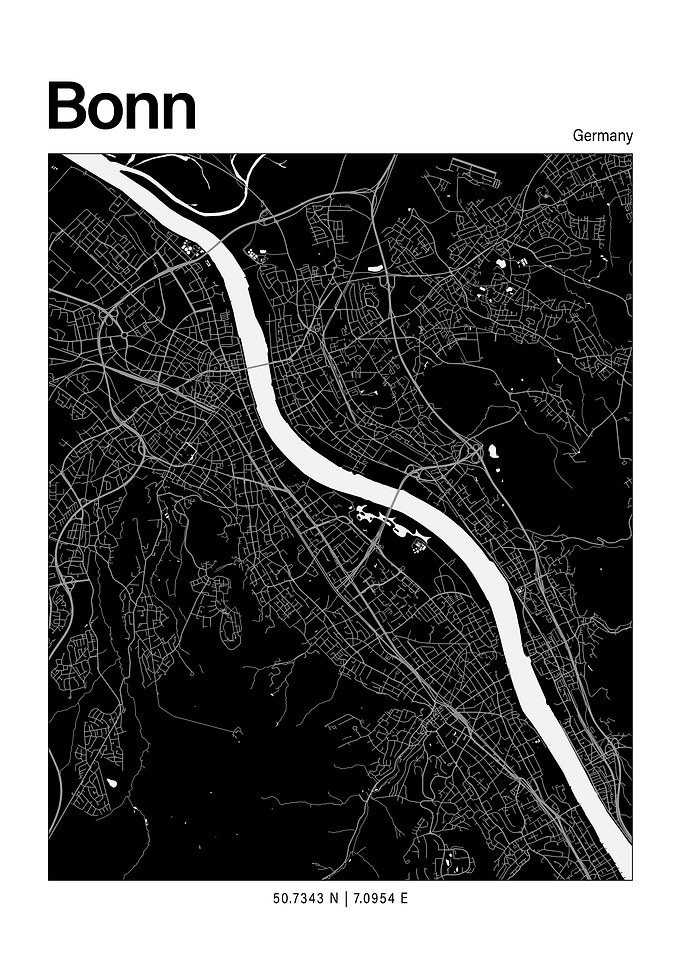 Bonn Black and White Map