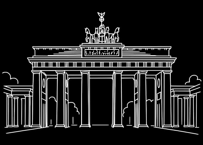 Brandenburg Gate – Minimal Line Art on Black Background