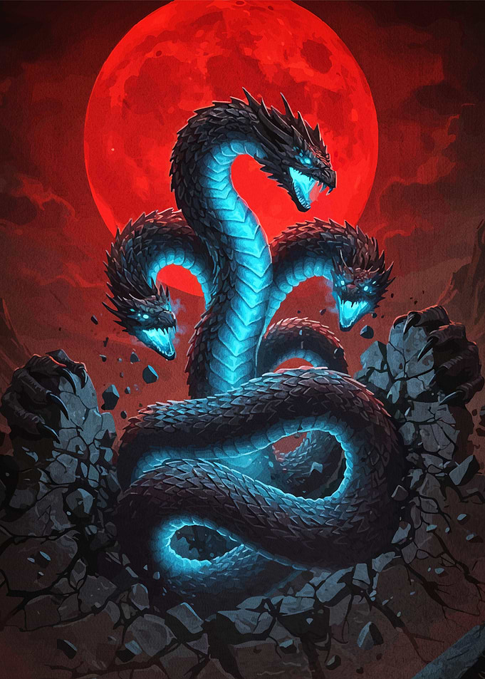 Three-Headed Snake Red Moon
