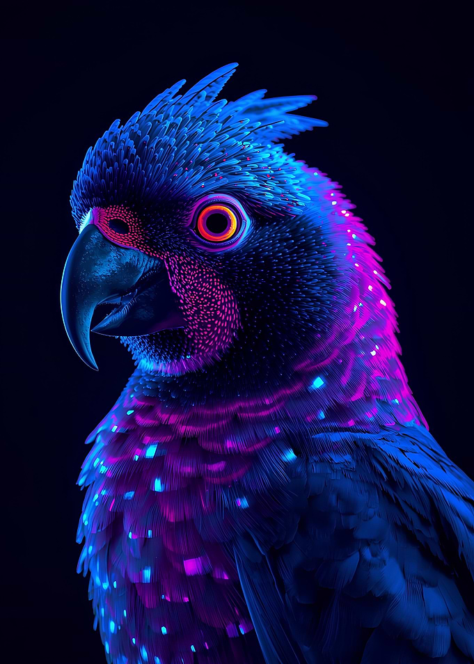 Neon Parrot Portrait