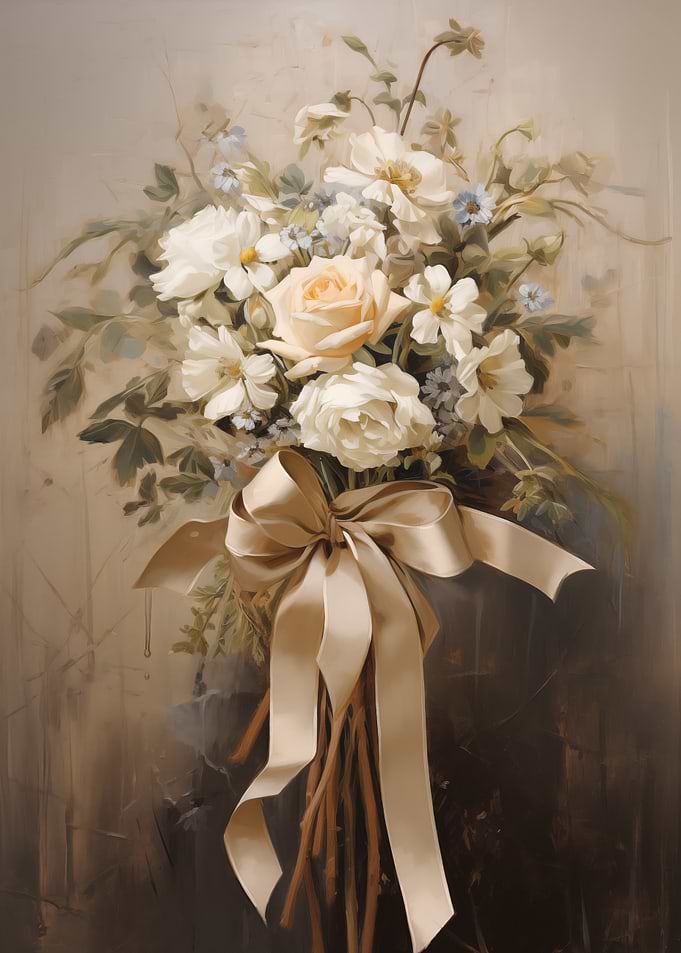Floral bouquet with ribbon