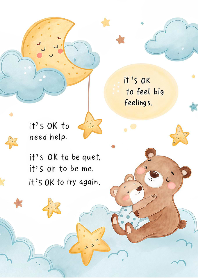 Comforting Bears and Stars Illustration
