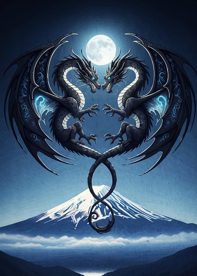 Dragon Pair Mount Fuji