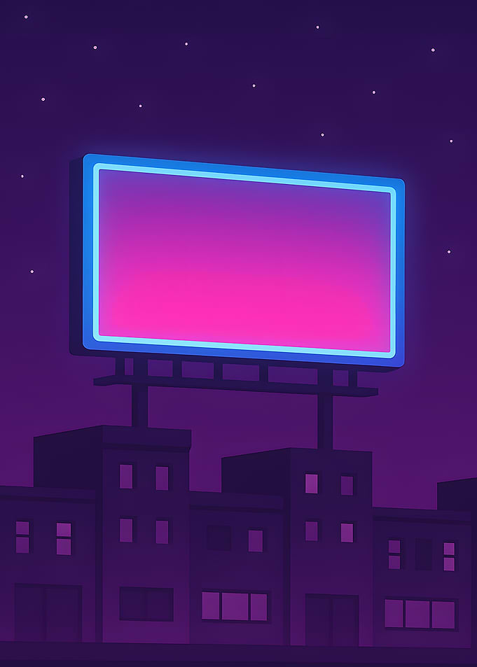 Neon Billboard at Night