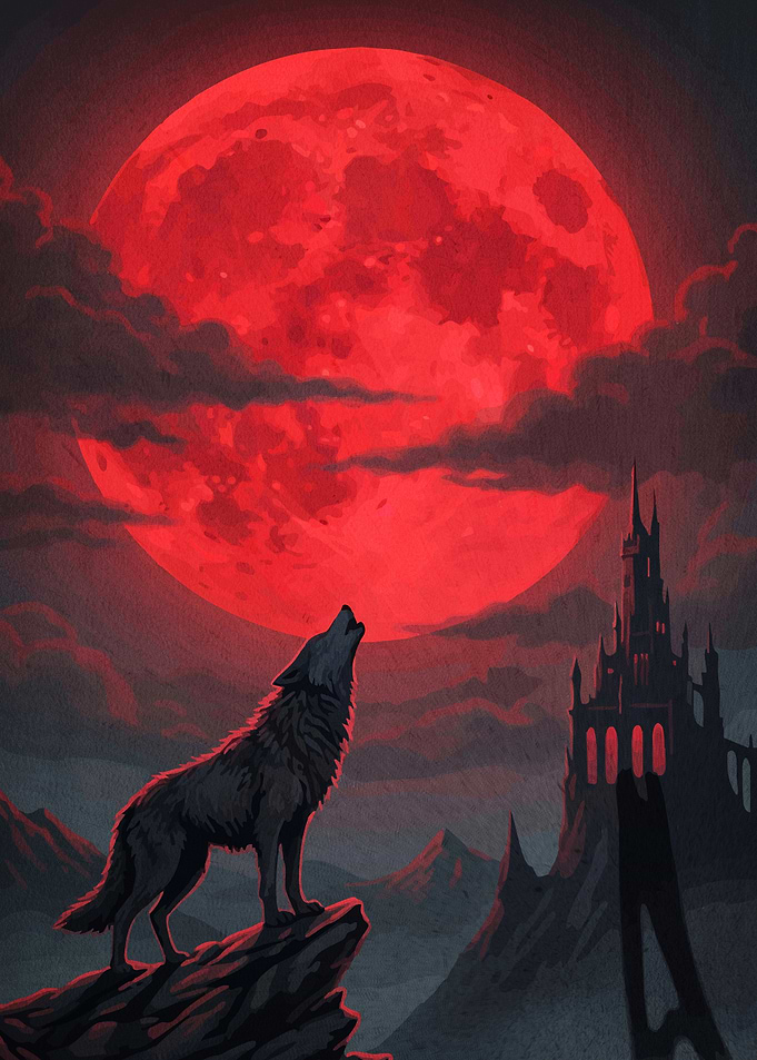 Wolf Howling Moon Castle