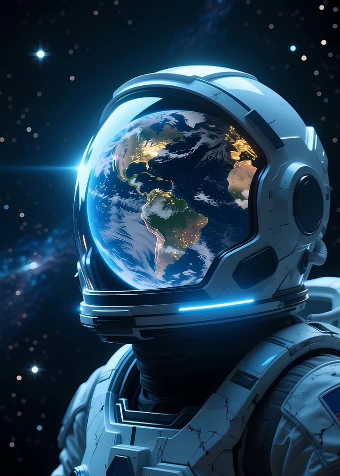 Astronaut with Earth Reflection