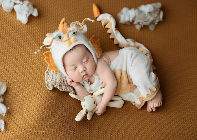 Sleeping Baby in Dragon Costume