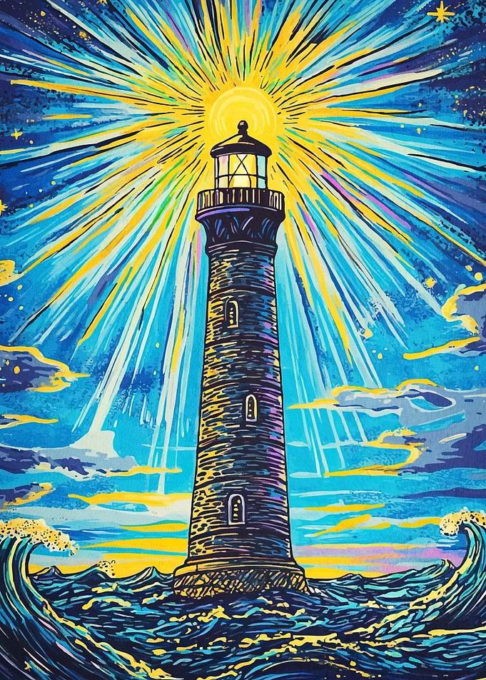 Lighthouse Sea Sun Rays