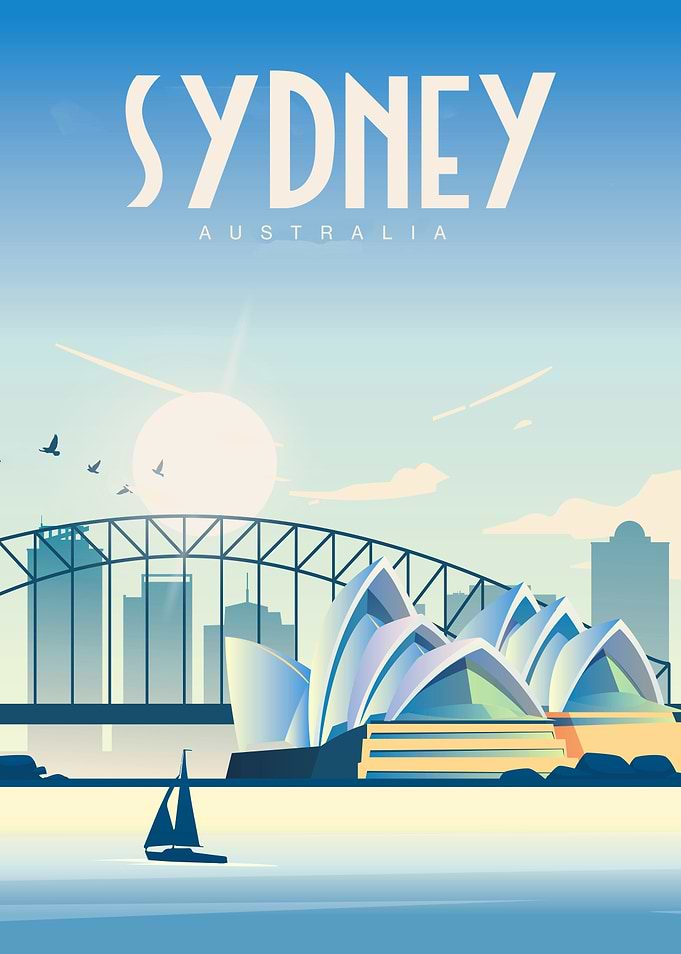 Sydney Australia Travel Poster Illustration