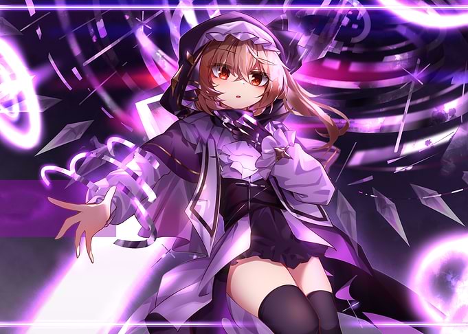 Anime Girl with Magic and Purple Energy