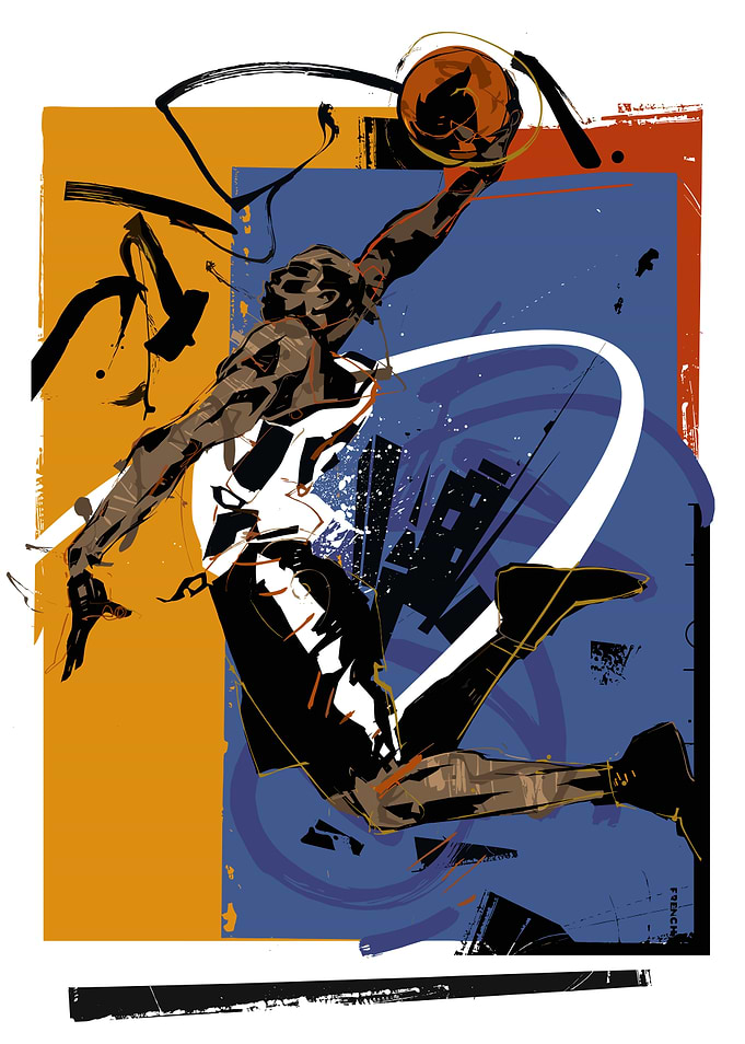 Basketball Player Dunking Abstract Art
