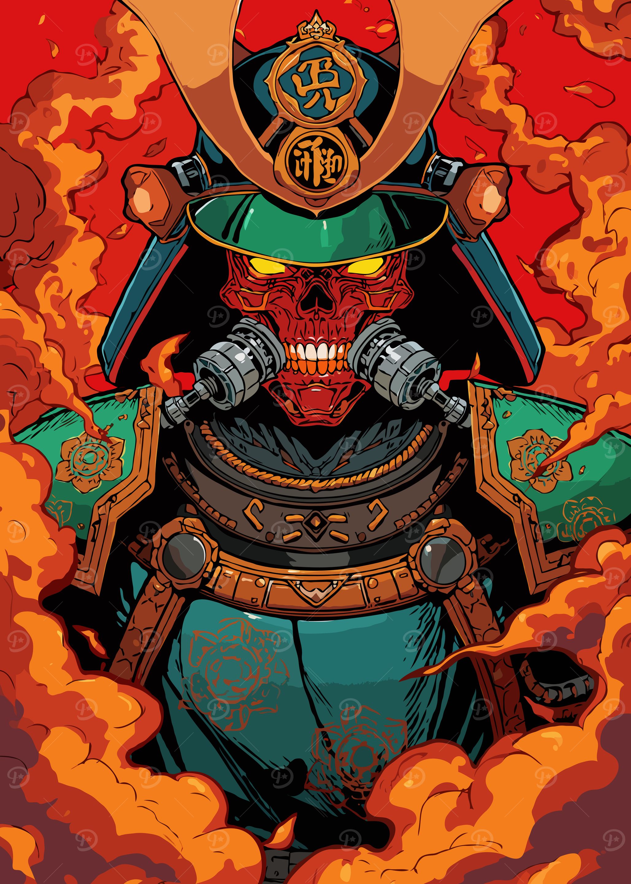 Samurai Skull Mask Warrior