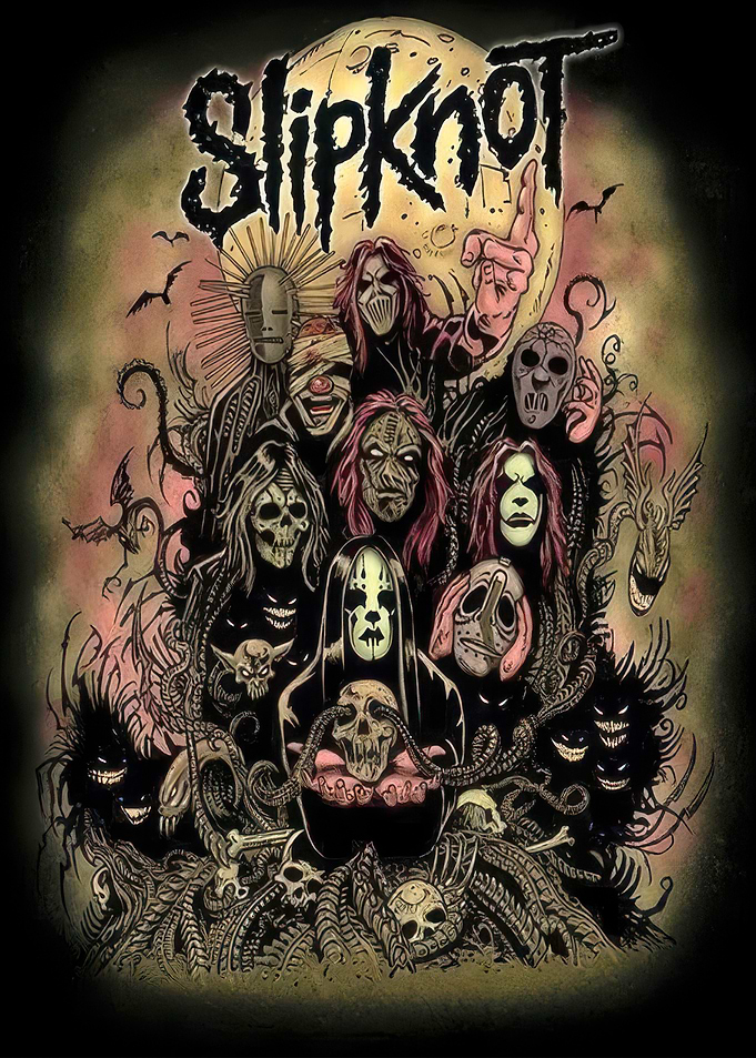 Slipknot Band Illustration with Masks