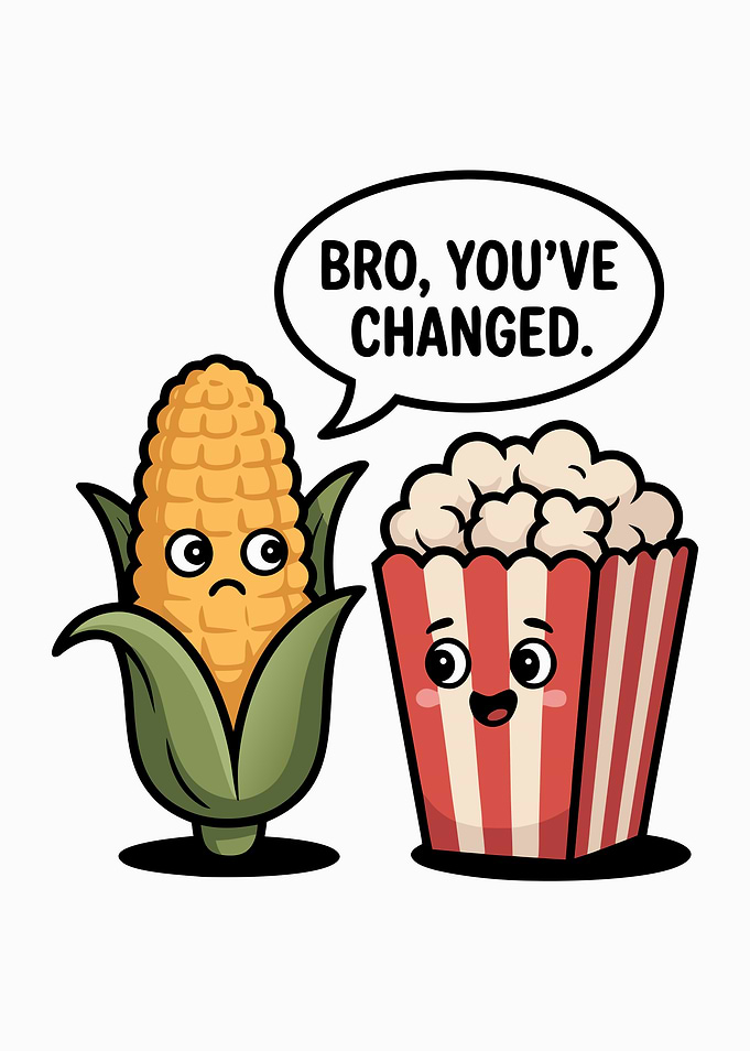 Corn and Popcorn Cartoon Transformation