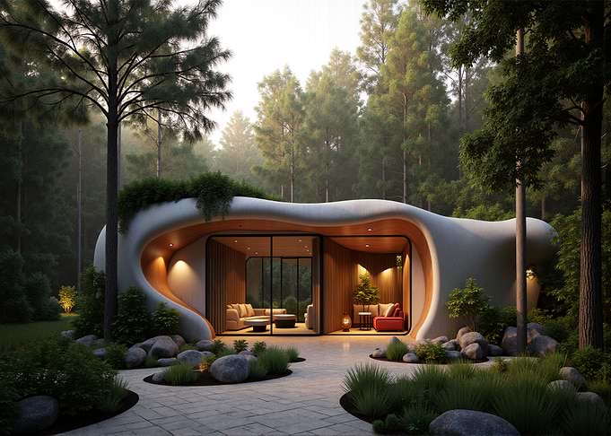 Modern Eco-Friendly Home in Forest Setting