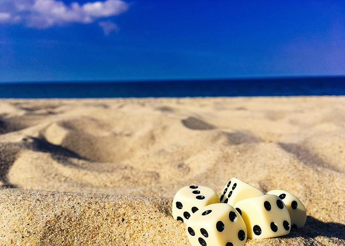 Dice on the beach