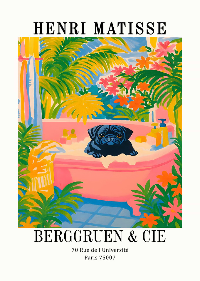 Henri Matisse Pug in Bathtub Art