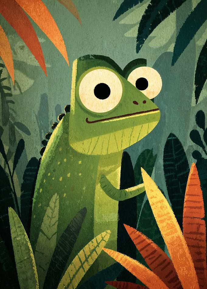 Cartoon Lizard in Jungle