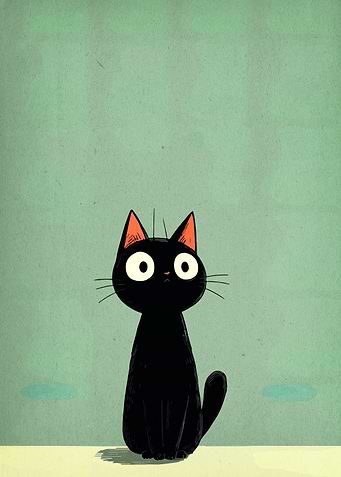 Cartoon Black Cat Illustration