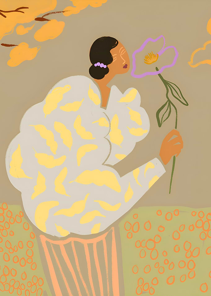 Woman with Flower Illustration