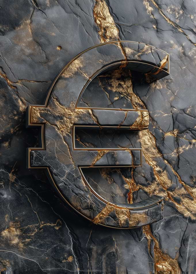 Euro Symbol on Marble Background
