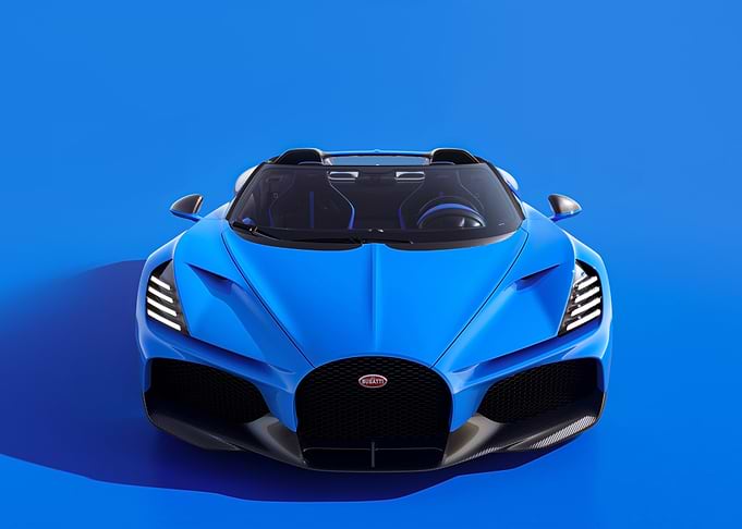 Blue Bugatti Roadster Front View