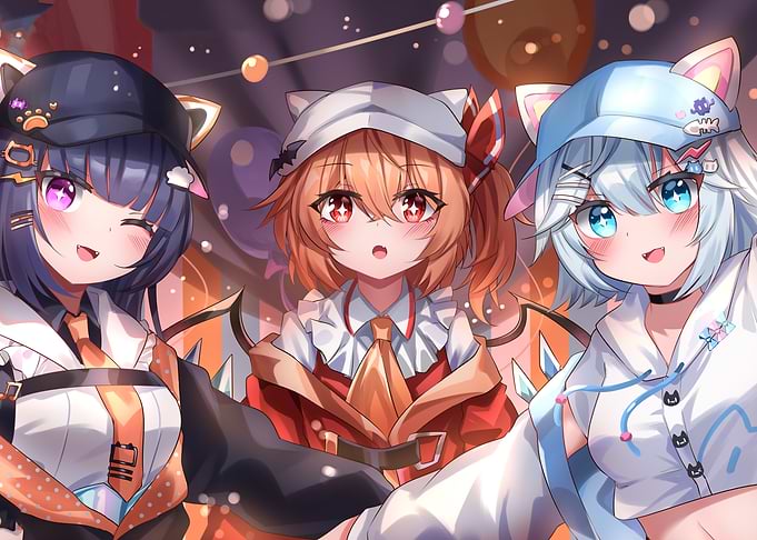 Anime Girls with Cat Ears Illustration