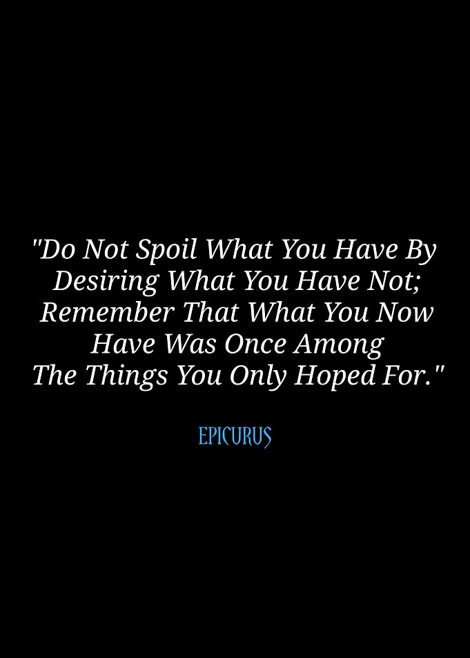Epicurus Quote on Black Background