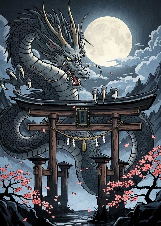 Dragon Torii Gate Moon