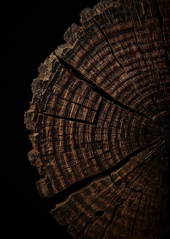 Dark Wood Log Cross Section Tree Rings – Natural Growth