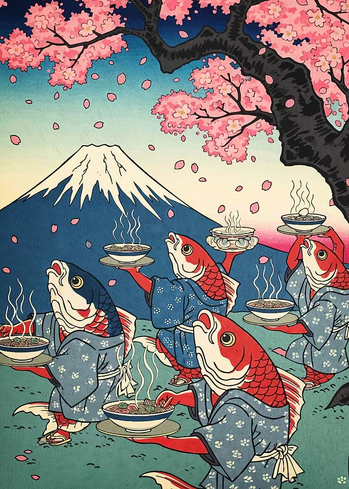 Fish Servers Mount Fuji