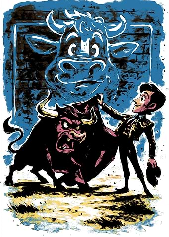 Cartoon Bullfight Illustration