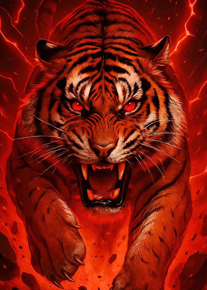 Fierce Tiger Red Eyes