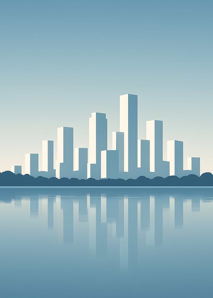 Cityscape Reflection on Water