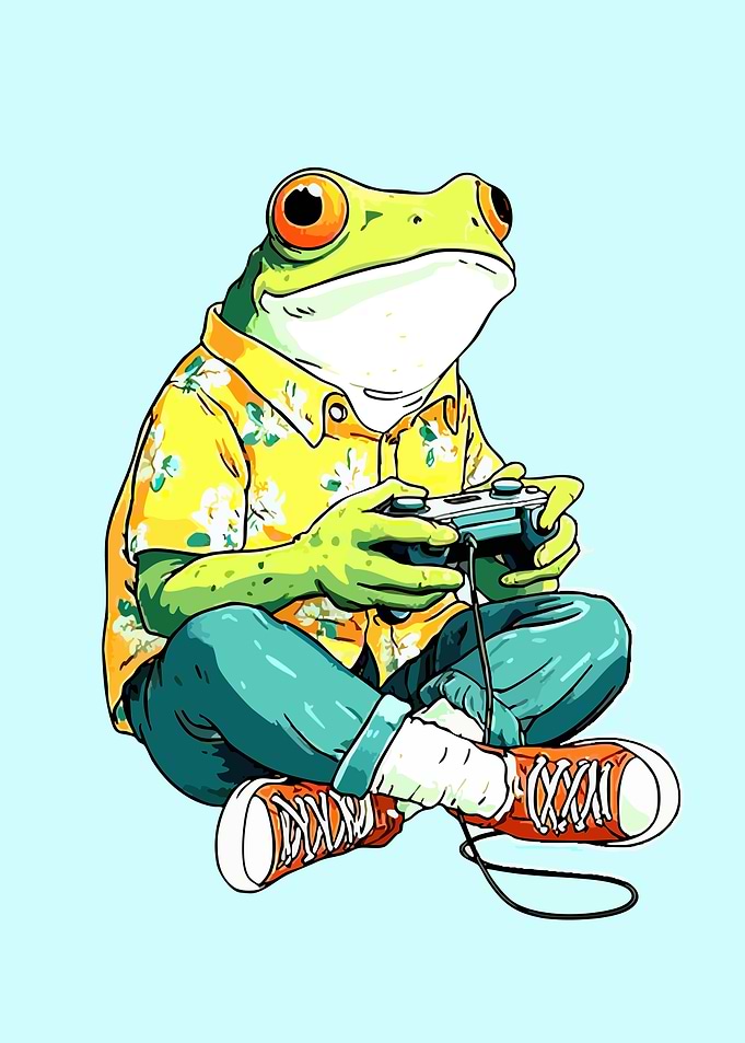 Frog Gamer Illustration