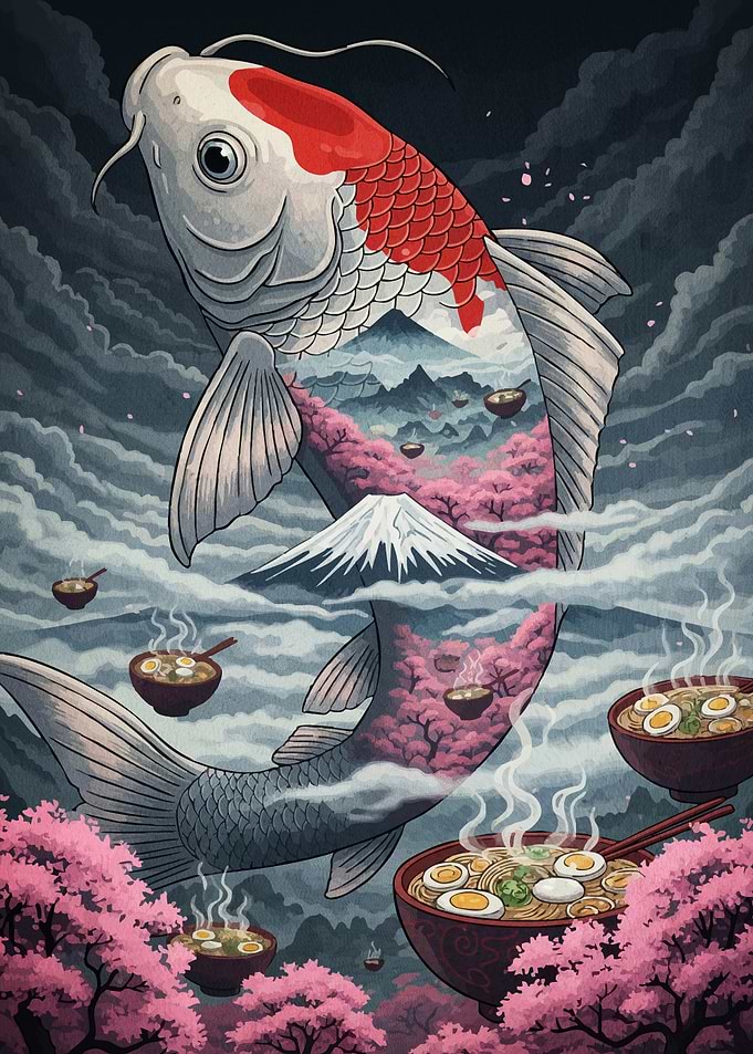Koi Fish Ramen Cherry Blossoms