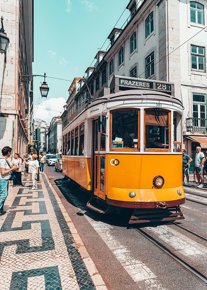 Lisbon Tram No. 28 in Cityscape