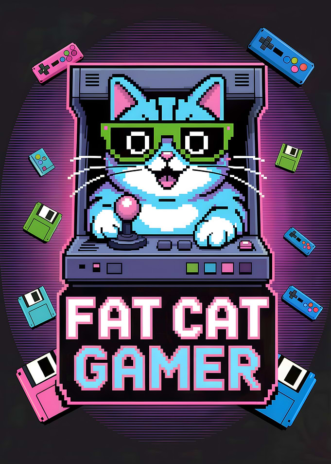 Fat Cat Gamer Pixel Art