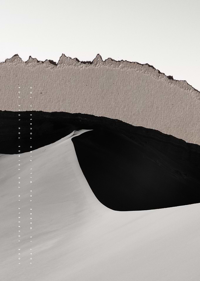 Minimalist Sand Dune with Text Overlay