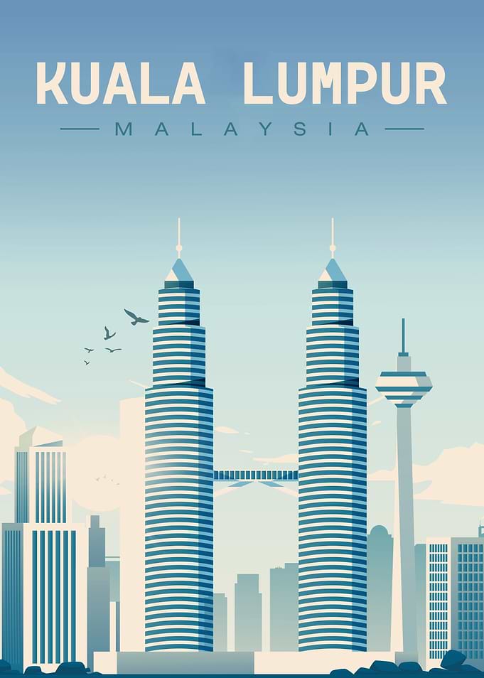 Kuala Lumpur, Malaysia Skyline Illustration